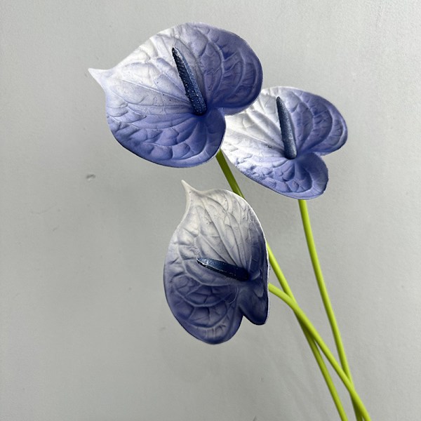 3D Röd Anthurium PU Känsla Konstgjord Blomma för Bröllop Heminredning Red edge green heart