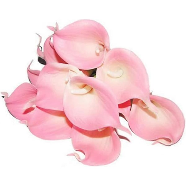 12 stk. Realistiske Latex Blomster Lataex Brudebukett Bryllupsbukett Calla Liljer Kunstig Blomsterbukett for Bryllup Hjem Vasefyll Brud Pink