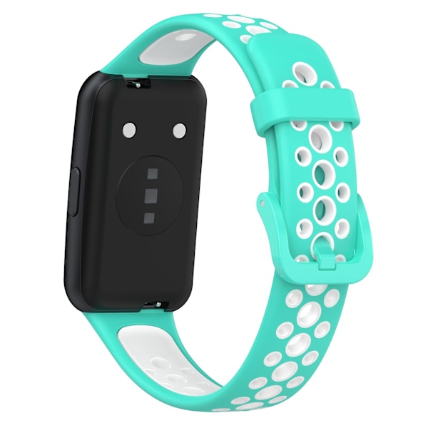 Cyan Hvid Cyan Hvid Åndbar Silikone Urrem kompatibel med Huawei Band 7 / 7 Nfc