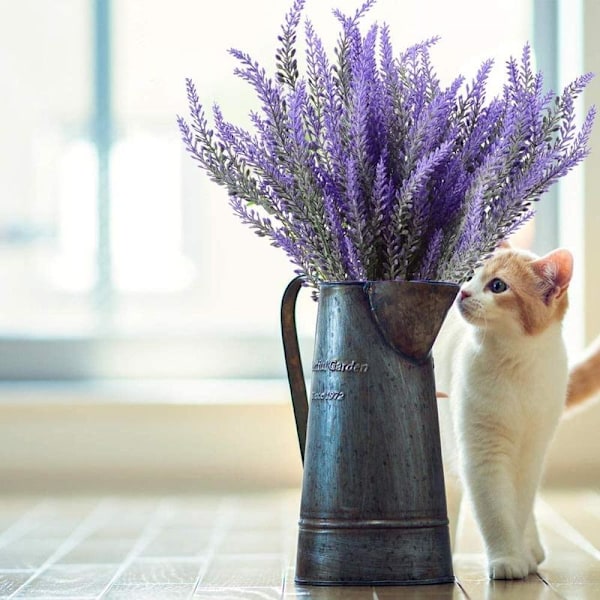 6-pack Konstgjorda Falska Blommor Lavendel Plast Torkade Blommor Växter Bukett för Inomhus Utomhus Hem Fuchsia