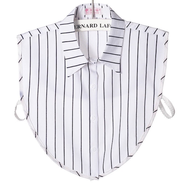 Naisten tekoviulus irrotettava neulepaita All-Match Point White striped pointed collar