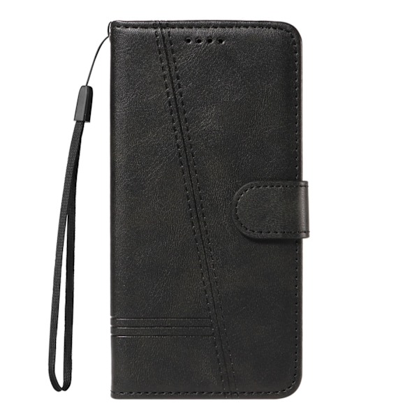 Etui til iPhone 15 6.1 sort almindeligt kalveskind flip back