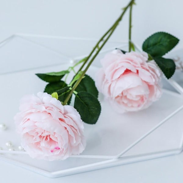1 STK 3 Hoveder Rose Silke Kunstig Pæon Blomst til Hjem Bryllup Væg Blomsterdekoration Blomsterfest Red