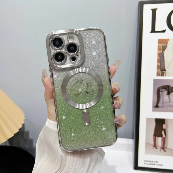 Kotelo iPhone 13 E Glitter Magnetic Silver Noz35541