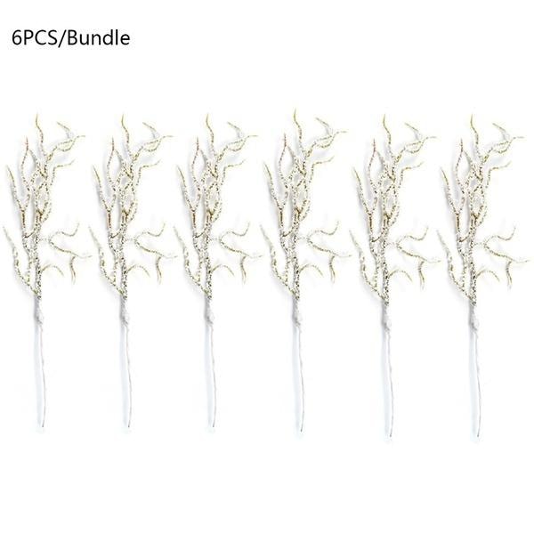 6 stk./bundt Hvidt Græs Sne Fyr Gren Simulation Blomster Kunstig Plante Bryllupspynt Fest Matches the image 6pcs/set