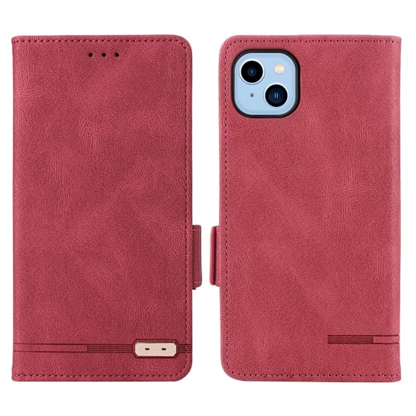 Kotelo iPhone 14 Pro Maxille, punainen magneettinen retro-lompakko korttipidikkeellä, business
