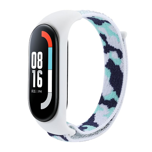 Lyseblå Camouflage Vævet Rem kompatibel med Xiaomi Mi Band 5/6/7 kompatibel med Xiaomi Mi Band 5/6/7