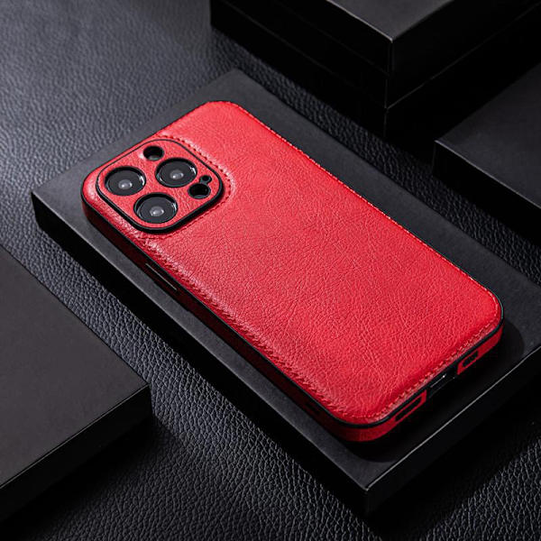 Fodral för iPhone 15 Plus Linsdetalj Lädertextur Noz26839