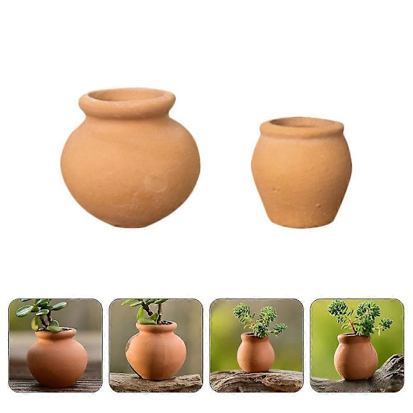 4 st Mini Terrakotta Suckulentkruka Miniatyr Växtskolningskruka Blomsterodlingsbehållare