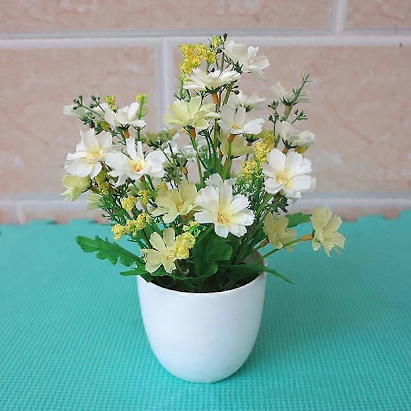 Kunstig Blomst i Potte Festdekoration Plast DIY Kunstig Blomst i Potte til Fest White
