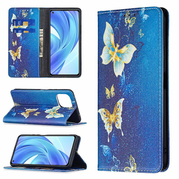 Etui til iPhone 14 Pro Mørk Magnetisk Kingdee Malet Flip Wallet med Kortholder
