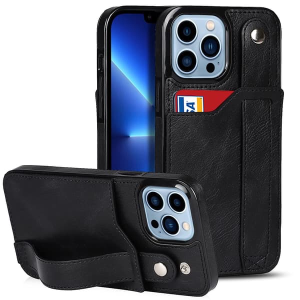 Musta iPhone 13 -lompakkokotelo korttipidikkeellä, luova