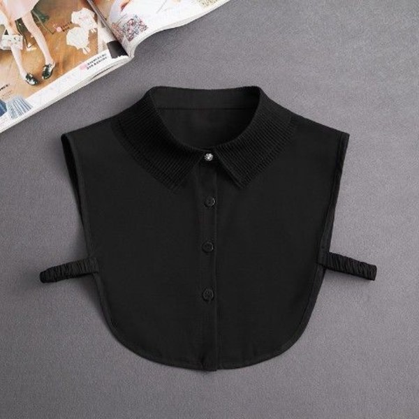 Löskrage för damer Avtagbar Barn All-Match Multifunktionell Double pleated [black] Average size