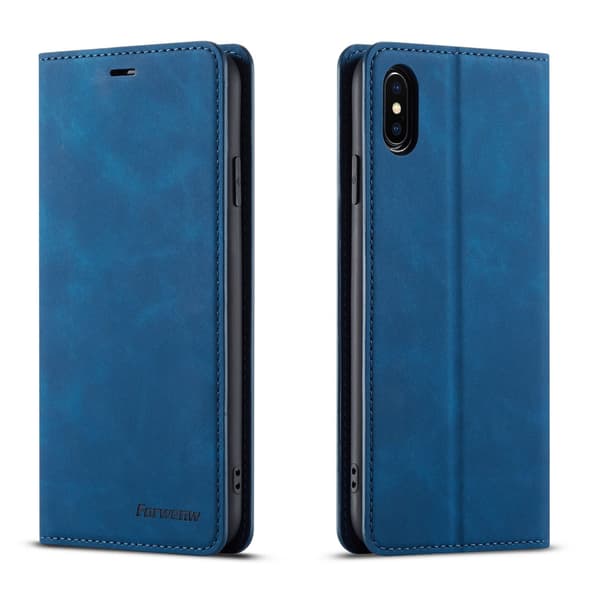 Etui til iPhone 16PRO blått Soft-Touch magnetisk flip-lommebok med kortholder