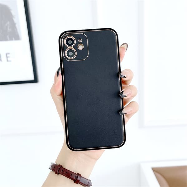 Etui til iPhone 13mini Earl Sort lædertekstur galvanisering Luksus Full-Body
