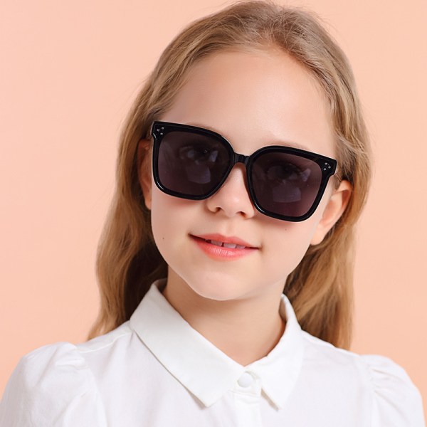 Silikon Barns Beige Nail Polarized Solglasögon Mode Förälder-Barn Resor Solsäkra solglasögon UV-skydd Black Frame