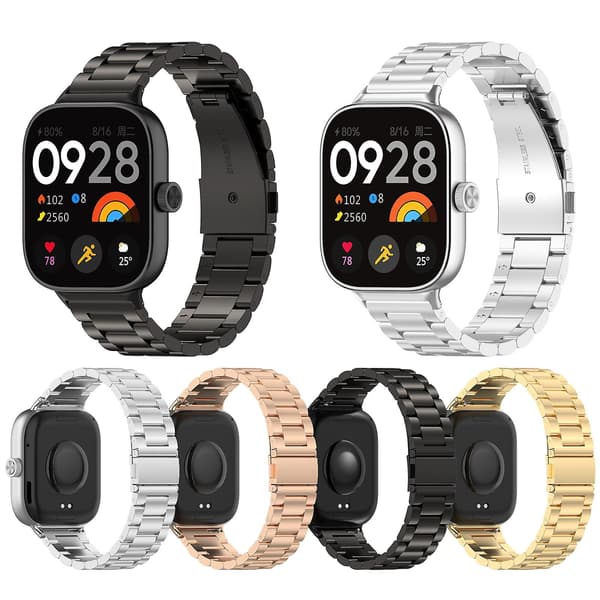 Sort Sort Tre Perle Metal Urrem kompatibel med Redmi Watch 4
