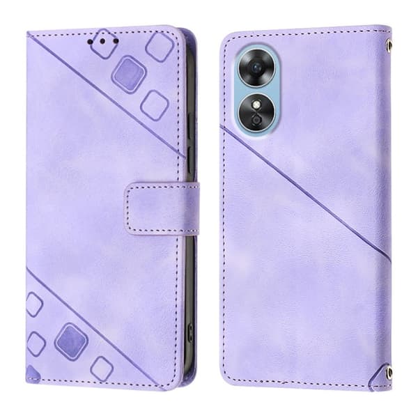 Etui til iPhone 14 Plus Lys Lilla Soft-Touch Præget 3D Præget Tegnebog med Kortholder Flip