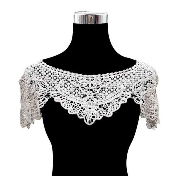 Dame falsk krage Avtakbar halv Hul Brodert Liten W Apricot (all Cotton)