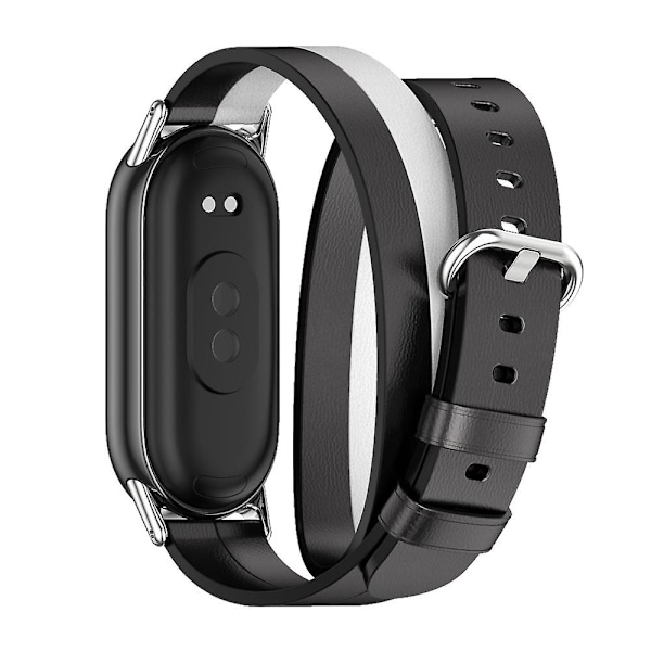 Mijobs Kaksinkertaisen Loopin Nahkainen Kellon Ranneke, yhteensopiva Xiaomi Mi Band 8:n kanssa