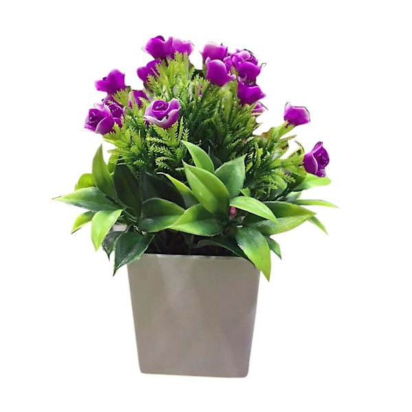 Konstgjord Blomma Delikat Miljövänlig Plast Mini Falska Krukväxter för Hemmet Red