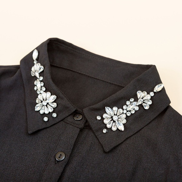 Dame falsk krave Aftagelig halv Chiffon Halv Efterår Vinter F 10 black