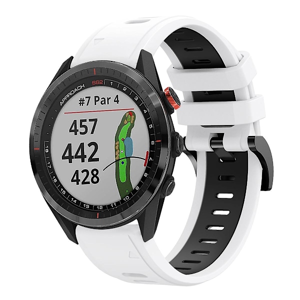 Hvit Svart Hvit Svart Silikon Klokkereim kompatibel med Garmin Approach S62 kompatibel med Garmin Approach S62