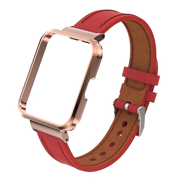Rød Læderurrem kompatibel med Xiaomi Redmi Watch 2