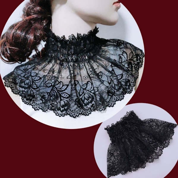 Dame falsk krage Avtakbar halv Blonde Bana Nakke Beskyttelse Black 5-1-18cm