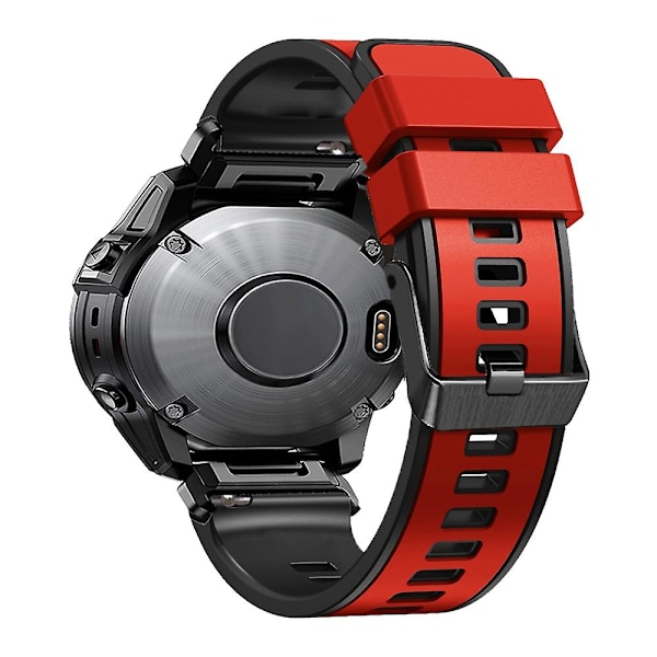 Punainen Punainen Kaksivärinen Silikoni Kellonranneke yhteensopiva Garmin Fenix 7x:n kanssa
