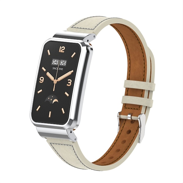 Varm Hvid Varm Hvid Lille Talje Læder Urrem kompatibel med Xiaomi Mi Band 7 Pro