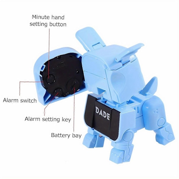 Transformerande Robot Väckarklocka Ny Kreativ Barnleksak Student Elektronisk Tyst Liten Väckarklocka blue