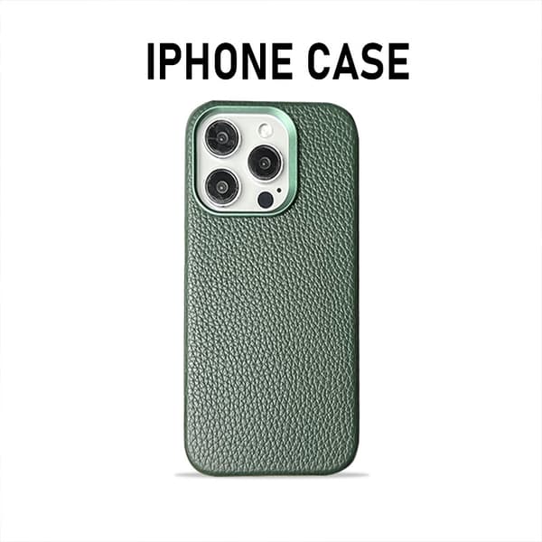 Etui til iPhone 13ProMAX Mørkegrøn Magnetisk Læder Pebbled Fuld Kropsdækning