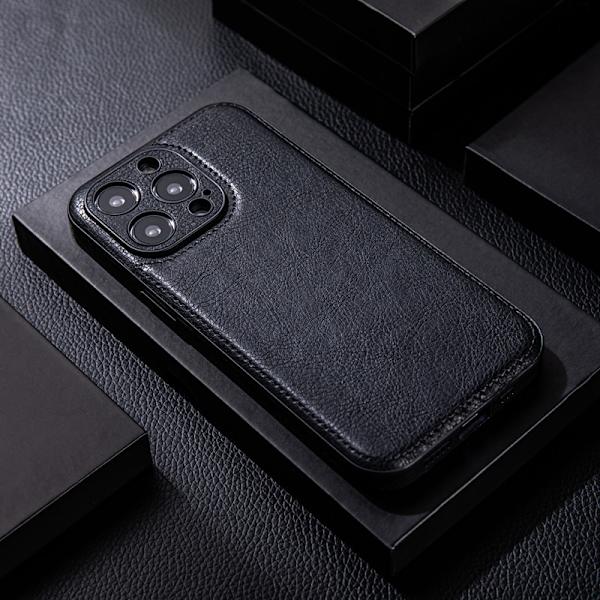 Fodral för iPhone 15 Plus Linsdetalj Lädertextur Noz26779