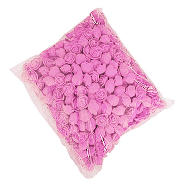 500 stk. PE Skum Rosehode Kunstig Blomst for DIY Bjørnedukke Bryllup Hus Dekor Dark Pink