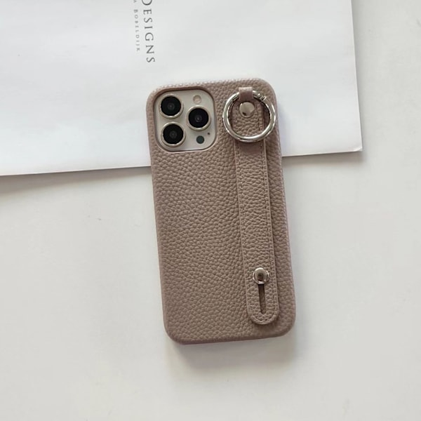 Kotelo iPhone 15plus -puhelimelle, savunharmaa, pyöreä rannekoruteline