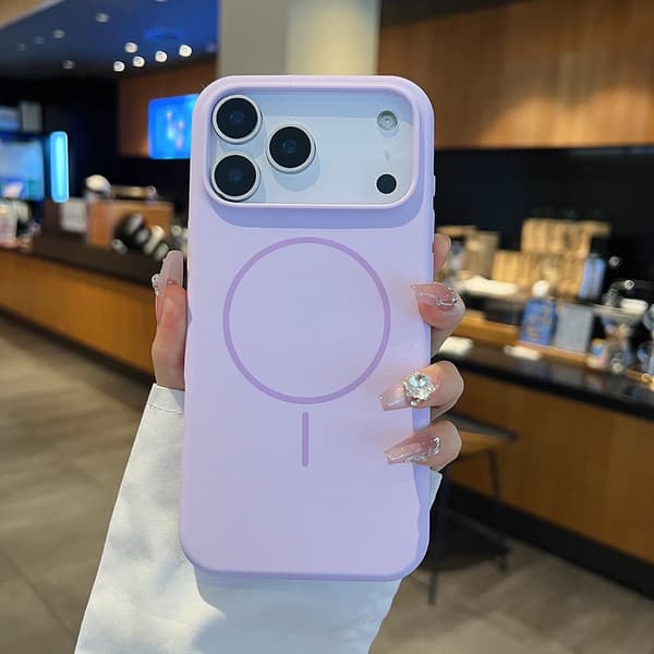 Etui til iPhone 14 Plus Flydende Silikone Magnetisk Silikone Slank Profil Lilla Noz30103
