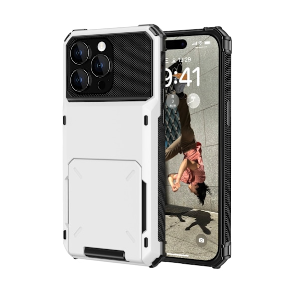 Etui til iPhone 16 Plus hvidt Flip Wallet med kortholder