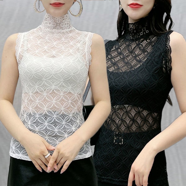 Dame falsk krage Avtakbar halv Allsidig Blonde Vest Wes Paisley black [26082]] L 110-125 Jin
