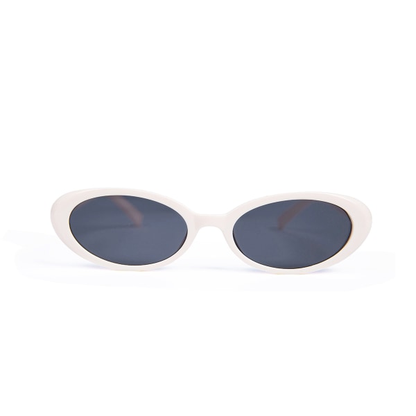 Retro runda glasögon Solsäker svart båge Solglasögon Dam Fashionabla solglasögon UV-skydd Solid white and gray sheet