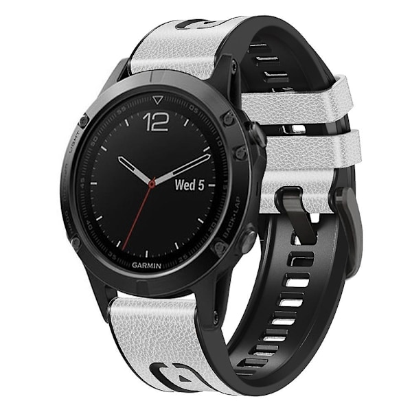 Hvid Hvid Silikone Læder Urrem kompatibel med Garmin Fenix 7