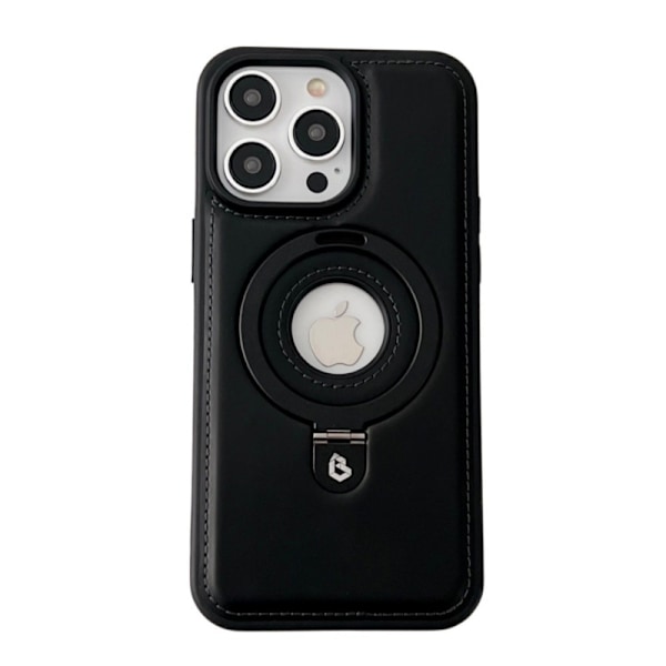 Kotelo iPhone 16 6,1 tuuman puhelimelle, musta, sopii magneettiselle nahkakuvioiselle jalustalle