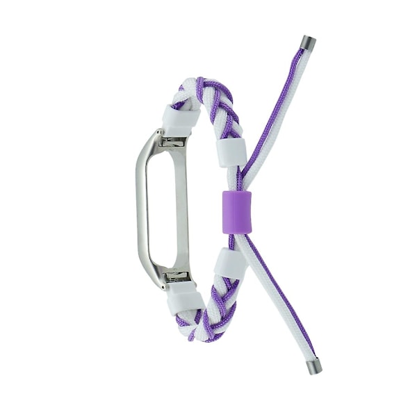 Hvit Lilla Hvit Lilla Flettet Ledning Nylon Klokkereim kompatibel med Xiaomi Mi Band 7