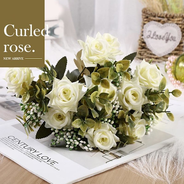 Kunstig Silke 1 Bund Krøllet Rose Blomsterbuket Bord Hjem Bryllup Dekoration Falske Blomster Håndværk Del Wine red