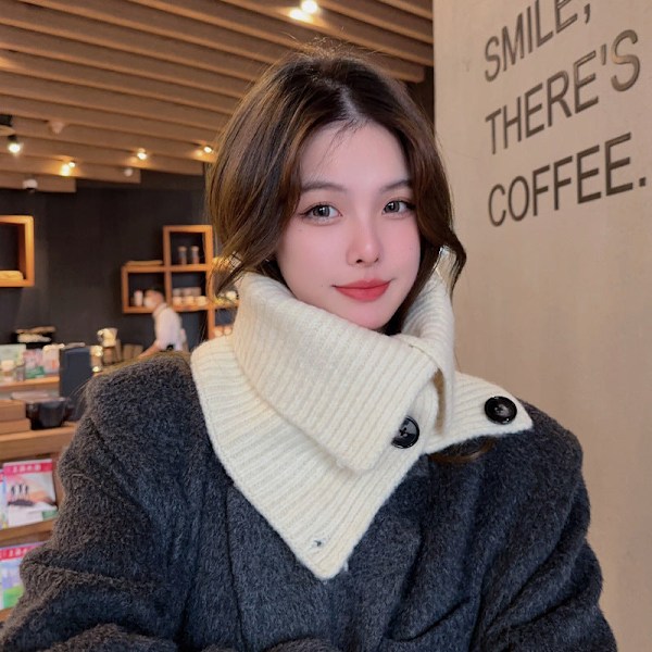 Dame falsk krage Avtakbar halv Vinter Koreansk stil All-Ma White 50cm