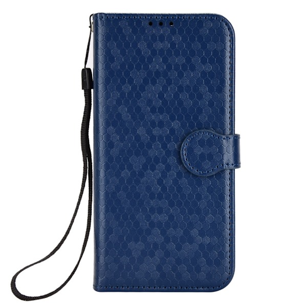 Kotelo iPhone 14:lle, sininen Polka Dot -lompakkokotelo korttipidikkeellä