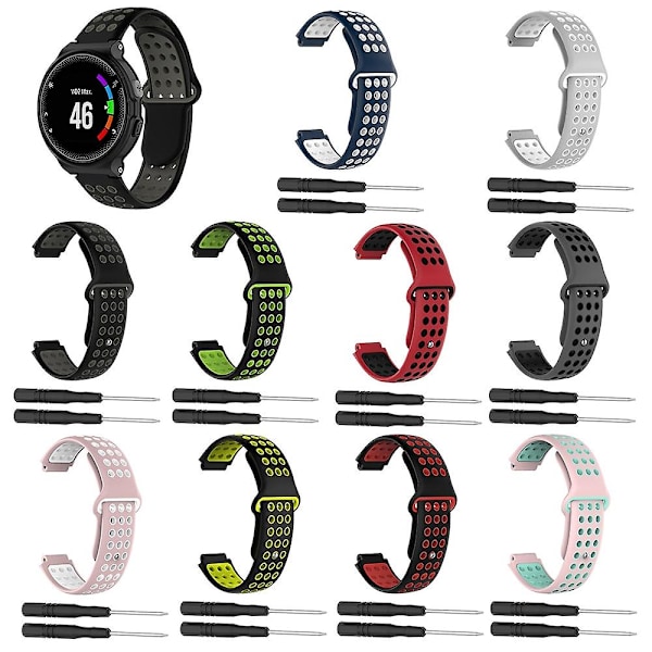 Rosa Hvit Rosa Hvit Silikonklokkereim kompatibel med Garmin kompatibel med Forerunner 735 / 735xt