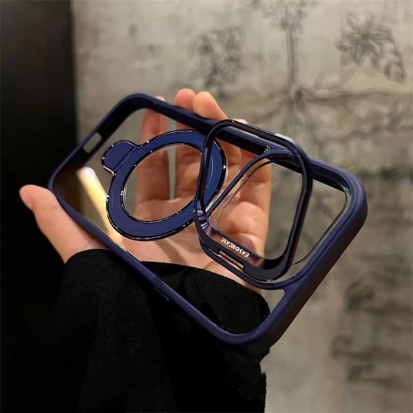 Fodral för iPhone 13 Magnetiskt Stativ Linsdetalj Marinblå Noz30757