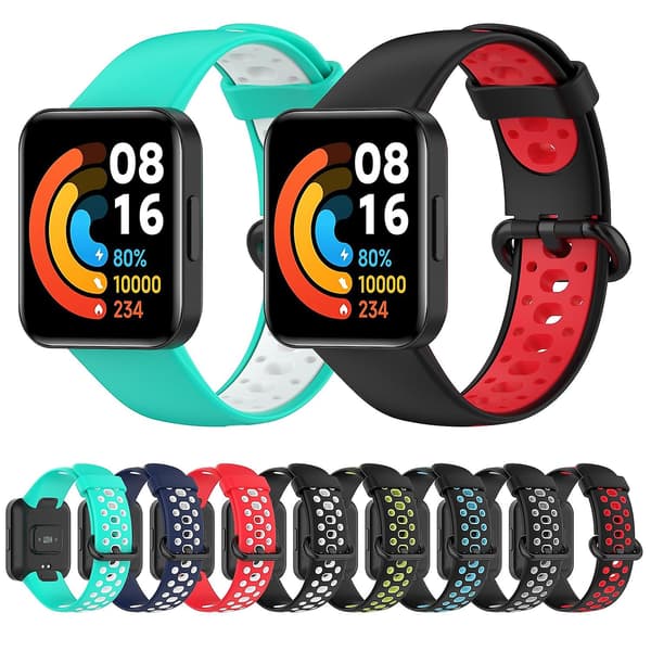 Sort Grå Sort Grå Tofarvet Silikonerem kompatibel med Xiaomi Redmi Watch 2 Lite