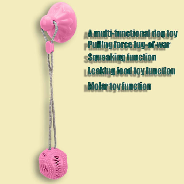 Sugpropp Hundleksak Tuggleksak Molar Sfärisk Läcker Sucker Bell Hundrep Leksaksboll för Hundar, Rosa